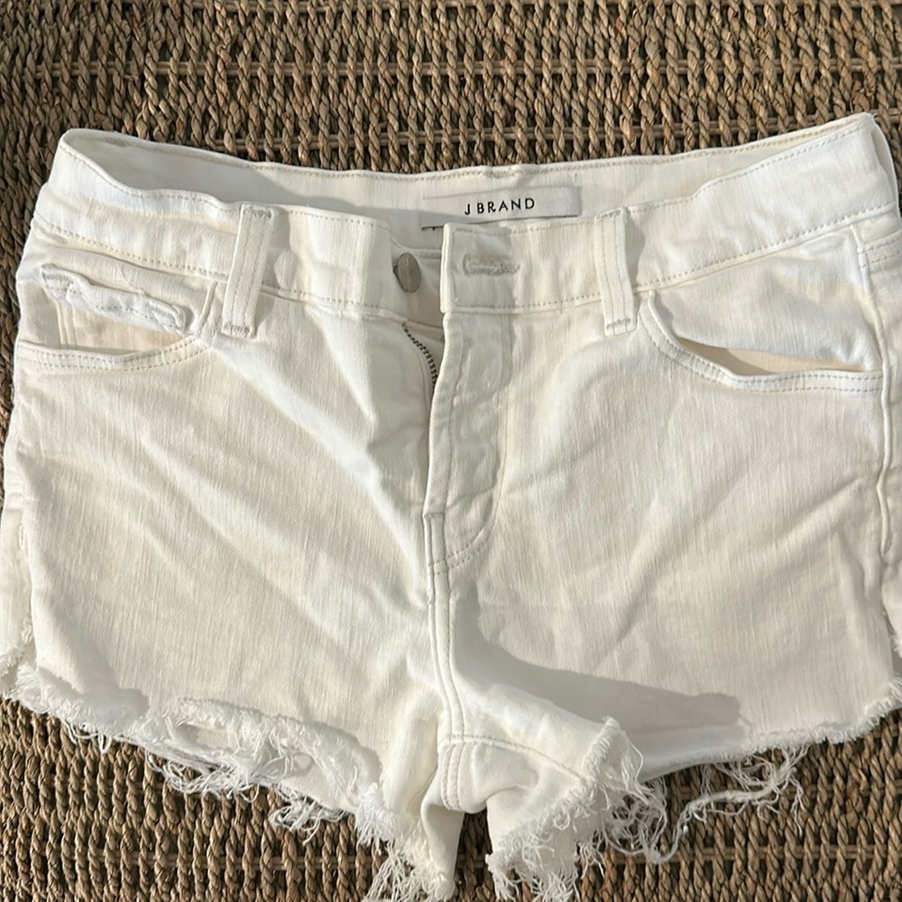 J bran white denim shorts size 25